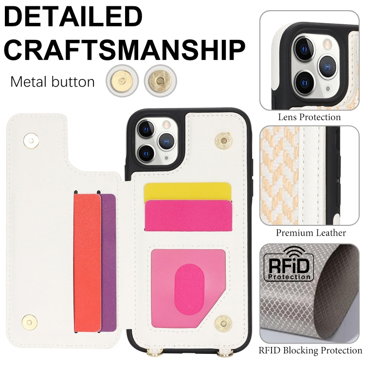 For iPhone 11 Pro Max Double Bckle Card Slot Full Coverage Phone Case with Cross-body Strap(White) - iPhone 11 Pro Max Cases by buy2fix | Online Shopping UK | buy2fix