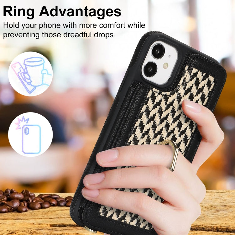 For iPhone 11 Double Bckle Card Slot Full Coverage Phone Case with Cross-body Strap(Black) - iPhone 11 Cases by buy2fix | Online Shopping UK | buy2fix
