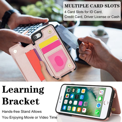 For iPhone 7 / 8 / SE 2020 2022 Double Bckle Card Slot Full Coverage Phone Case with Cross-body Strap(Rose Gold) - iPhone SE 2022 / 2020 / 8 / 7 Cases by buy2fix | Online Shopping UK | buy2fix