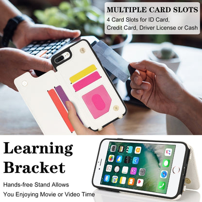 For iPhone 7 Plus / 8 Plus Double Bckle Card Slot Full Coverage Phone Case with Cross-body Strap(White) - More iPhone Cases by buy2fix | Online Shopping UK | buy2fix