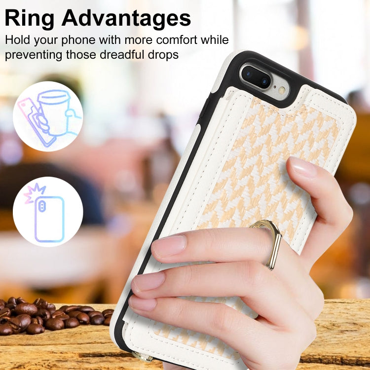 For iPhone 7 Plus / 8 Plus Double Bckle Card Slot Full Coverage Phone Case with Cross-body Strap(White) - More iPhone Cases by buy2fix | Online Shopping UK | buy2fix