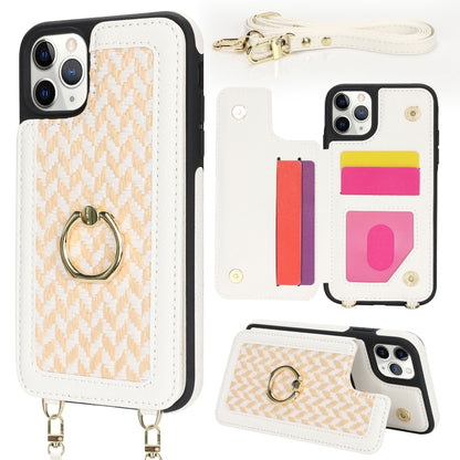 For iPhone 11 Pro Double Bckle Card Slot Full Coverage Phone Case with Cross-body Strap(White) - iPhone 11 Pro Cases by buy2fix | Online Shopping UK | buy2fix