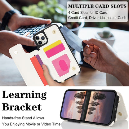 For iPhone 11 Pro Double Bckle Card Slot Full Coverage Phone Case with Cross-body Strap(White) - iPhone 11 Pro Cases by buy2fix | Online Shopping UK | buy2fix