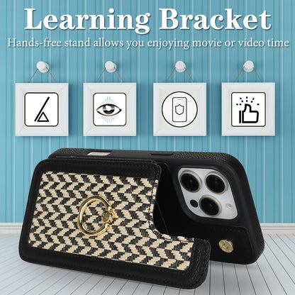 For iPhone 16 Pro Max Double Bckle Card Slot Full Coverage Phone Case with Cross-body Strap(Black) - iPhone 16 Pro Max Cases by buy2fix | Online Shopping UK | buy2fix