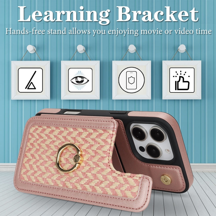 For iPhone 16 Pro Max Double Bckle Card Slot Full Coverage Phone Case with Cross-body Strap(Rose Gold) - iPhone 16 Pro Max Cases by buy2fix | Online Shopping UK | buy2fix