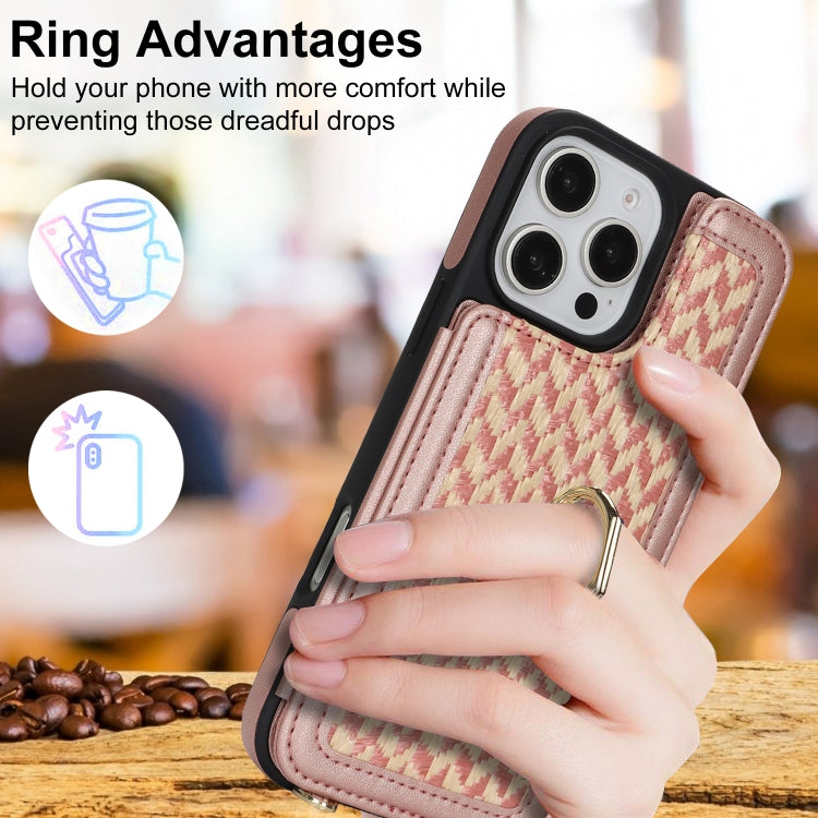 For iPhone 16 Pro Max Double Bckle Card Slot Full Coverage Phone Case with Cross-body Strap(Rose Gold) - iPhone 16 Pro Max Cases by buy2fix | Online Shopping UK | buy2fix