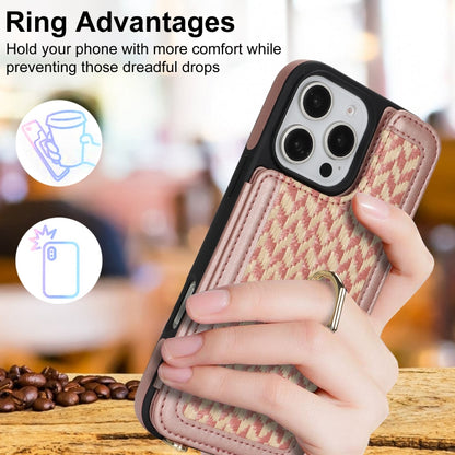 For iPhone 16 Pro Max Double Bckle Card Slot Full Coverage Phone Case with Cross-body Strap(Rose Gold) - iPhone 16 Pro Max Cases by buy2fix | Online Shopping UK | buy2fix