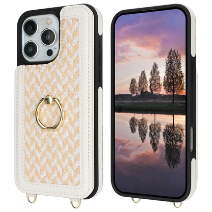 For iPhone 16 Pro Double Bckle Card Slot Full Coverage Phone Case with Cross-body Strap(White) - iPhone 16 Pro Cases by buy2fix | Online Shopping UK | buy2fix
