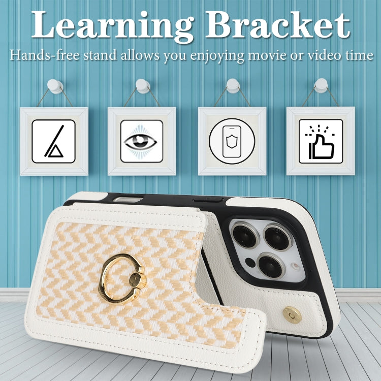 For iPhone 16 Pro Double Bckle Card Slot Full Coverage Phone Case with Cross-body Strap(White) - iPhone 16 Pro Cases by buy2fix | Online Shopping UK | buy2fix