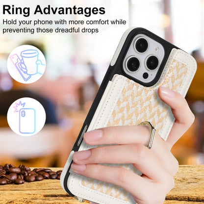 For iPhone 16 Pro Double Bckle Card Slot Full Coverage Phone Case with Cross-body Strap(White) - iPhone 16 Pro Cases by buy2fix | Online Shopping UK | buy2fix