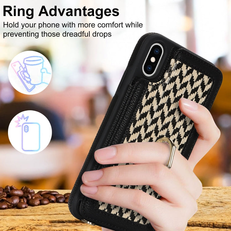 For iPhone X / XS Double Bckle Card Slot Full Coverage Phone Case with Cross-body Strap(Black) - More iPhone Cases by buy2fix | Online Shopping UK | buy2fix