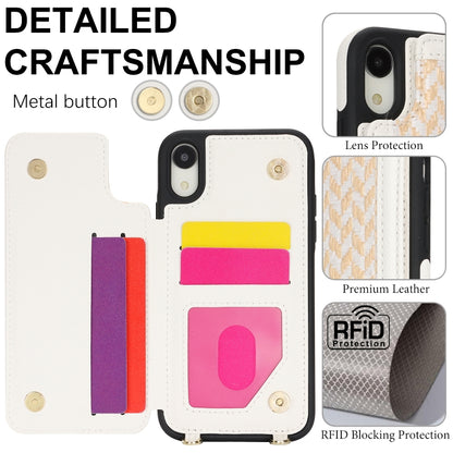 For iPhone XR Double Bckle Card Slot Full Coverage Phone Case with Cross-body Strap(White) - More iPhone Cases by buy2fix | Online Shopping UK | buy2fix