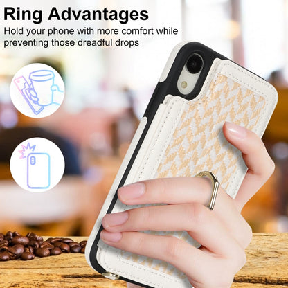 For iPhone XR Double Bckle Card Slot Full Coverage Phone Case with Cross-body Strap(White) - More iPhone Cases by buy2fix | Online Shopping UK | buy2fix