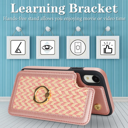 For iPhone XR Double Bckle Card Slot Full Coverage Phone Case with Cross-body Strap(Rose Gold) - More iPhone Cases by buy2fix | Online Shopping UK | buy2fix