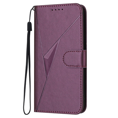 For OnePlus 11 Triangle Pattern Buckle Clasp Leather Phone Case(Dark Purple) - OnePlus Cases by buy2fix | Online Shopping UK | buy2fix