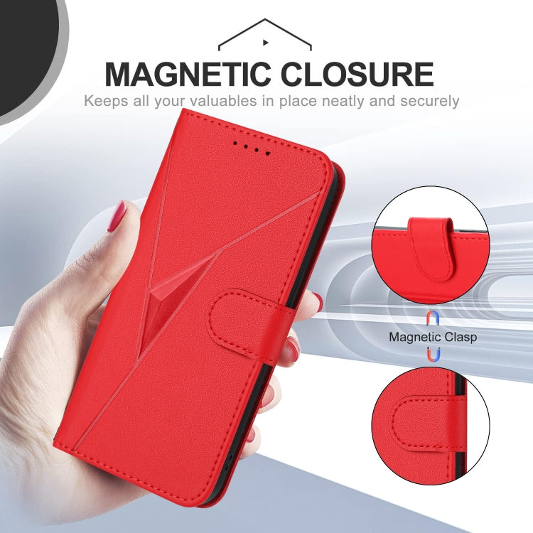 For OnePlus 11 Triangle Pattern Buckle Clasp Leather Phone Case(Red) - OnePlus Cases by buy2fix | Online Shopping UK | buy2fix