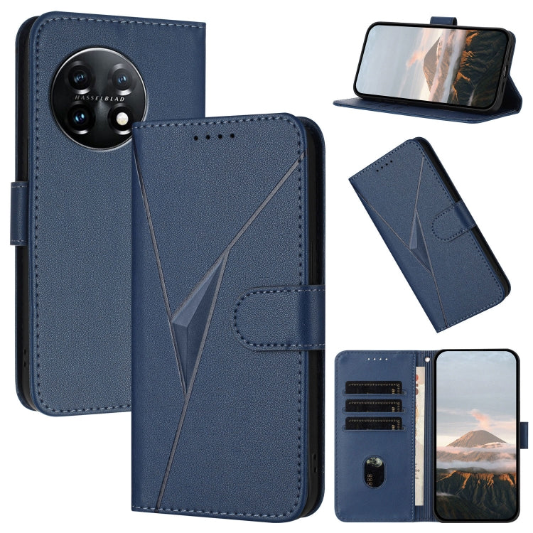 For OnePlus 11 Triangle Pattern Buckle Clasp Leather Phone Case(Royal Blue) by buy2fix