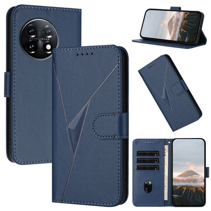 For OnePlus 11 Triangle Pattern Buckle Clasp Leather Phone Case(Royal Blue) by buy2fix