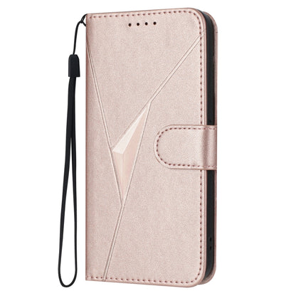 For OnePlus 11 Triangle Pattern Buckle Clasp Leather Phone Case(Rose Gold) - OnePlus Cases by buy2fix | Online Shopping UK | buy2fix