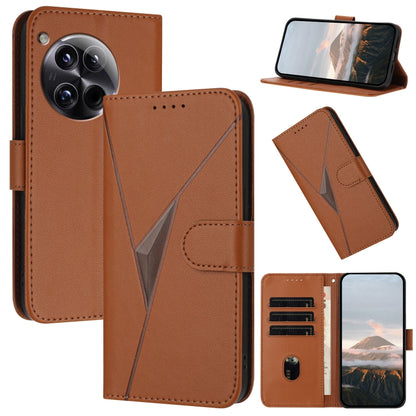 For OnePlus 12 Triangle Pattern Buckle Clasp Leather Phone Case(Brown) - OnePlus Cases by buy2fix | Online Shopping UK | buy2fix