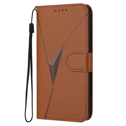 For OnePlus 12 Triangle Pattern Buckle Clasp Leather Phone Case(Brown) - OnePlus Cases by buy2fix | Online Shopping UK | buy2fix