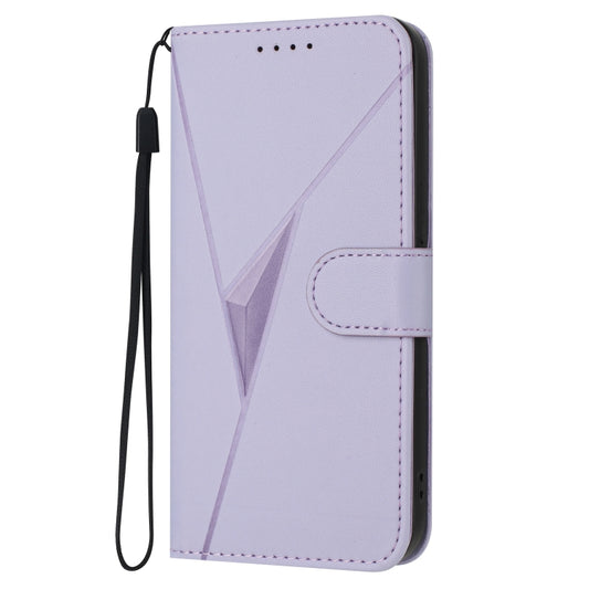 For OnePlus 12 Triangle Pattern Buckle Clasp Leather Phone Case(Light Purple) by buy2fix