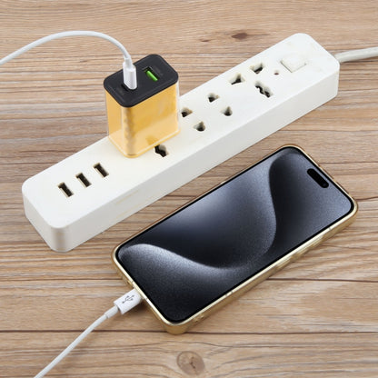 45-A2CL 20W Type-C, 8 Pin, USB-A Crystal Diamond Multi-Port Fast Charger US Plug(Yellow) - USB Charger by buy2fix | Online Shopping UK | buy2fix