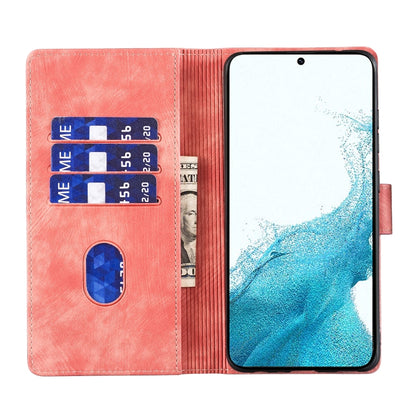 For Samsung Galaxy S25+ 5G Pen Heart Cat Embossed Leather Phone Case(Orange) by buy2fix