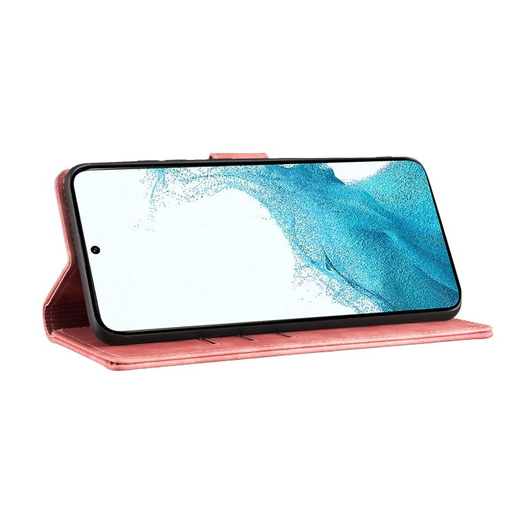 For Samsung Galaxy S25+ 5G Pen Heart Cat Embossed Leather Phone Case(Orange) by buy2fix