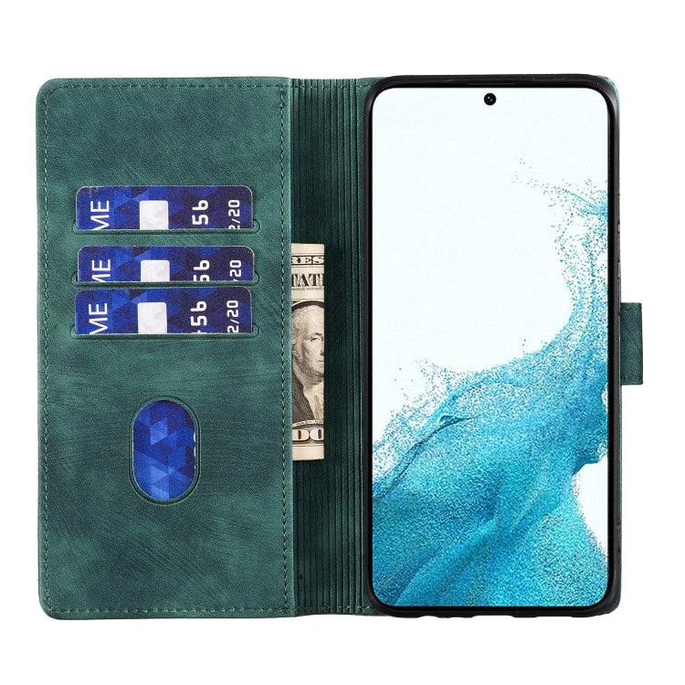 For Samsung Galaxy S25+ 5G Pen Heart Cat Embossed Leather Phone Case(Green) by buy2fix