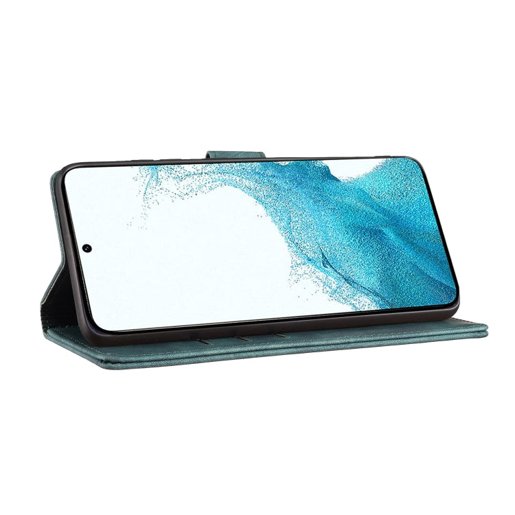 For Samsung Galaxy S25+ 5G Pen Heart Cat Embossed Leather Phone Case(Green) by buy2fix