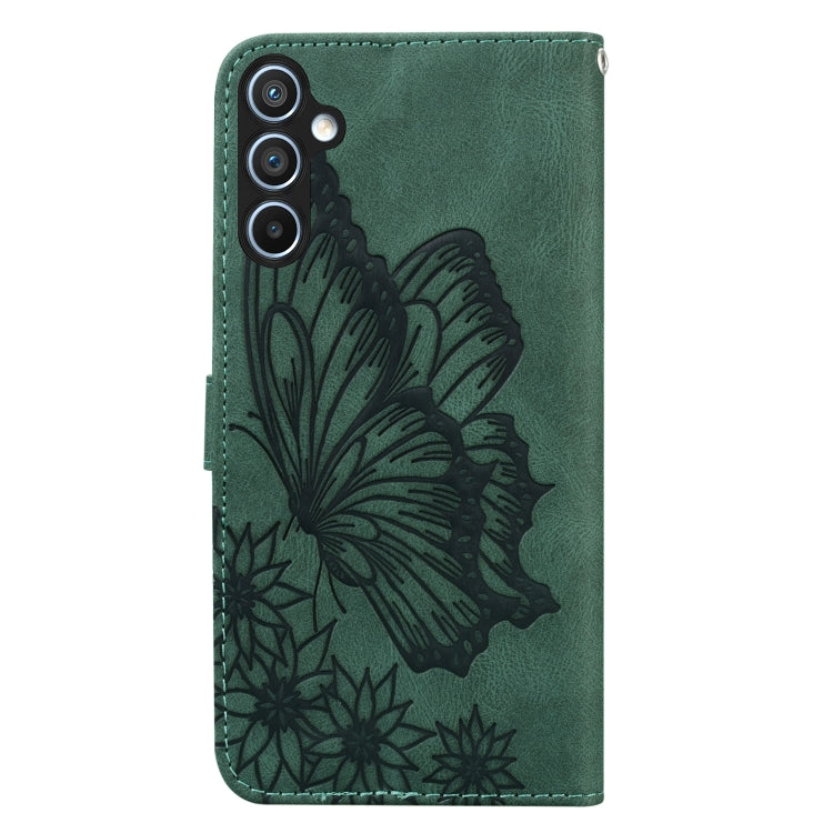 For Samsung Galaxy S25 5G Retro Skin Feel Butterflies Embossing Horizontal Flip Leather Phone Case(Green) - Galaxy S25 5G Cases by buy2fix | Online Shopping UK | buy2fix