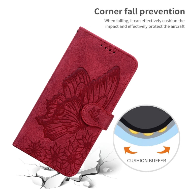 For Samsung Galaxy S25 5G Retro Skin Feel Butterflies Embossing Horizontal Flip Leather Phone Case(Red) - Galaxy S25 5G Cases by buy2fix | Online Shopping UK | buy2fix