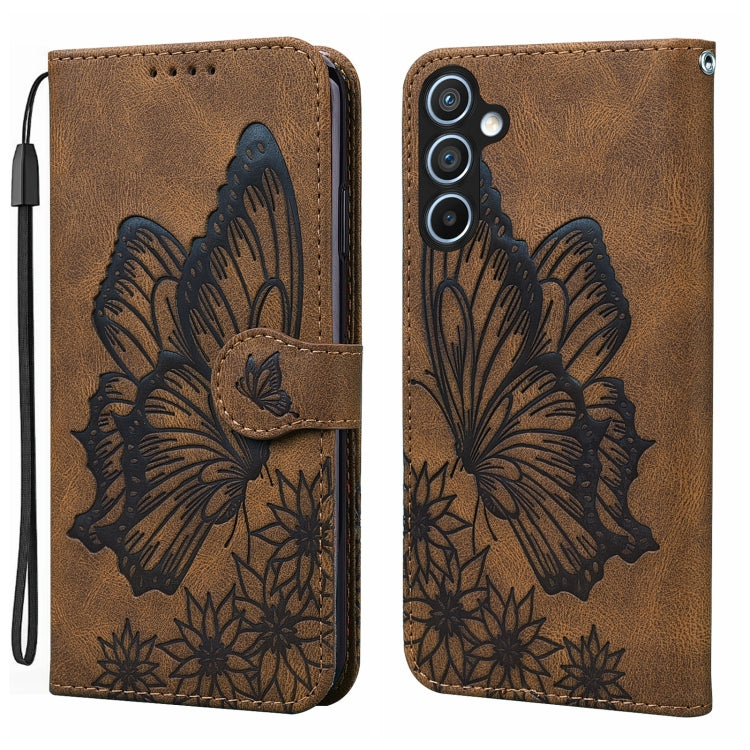 For Samsung Galaxy S25 5G Retro Skin Feel Butterflies Embossing Horizontal Flip Leather Phone Case(Brown) by buy2fix