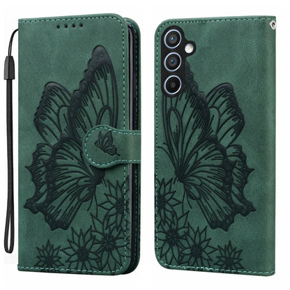 For Samsung Galaxy S25+ 5G Retro Skin Feel Butterflies Embossing Horizontal Flip Leather Phone Case(Green) by buy2fix