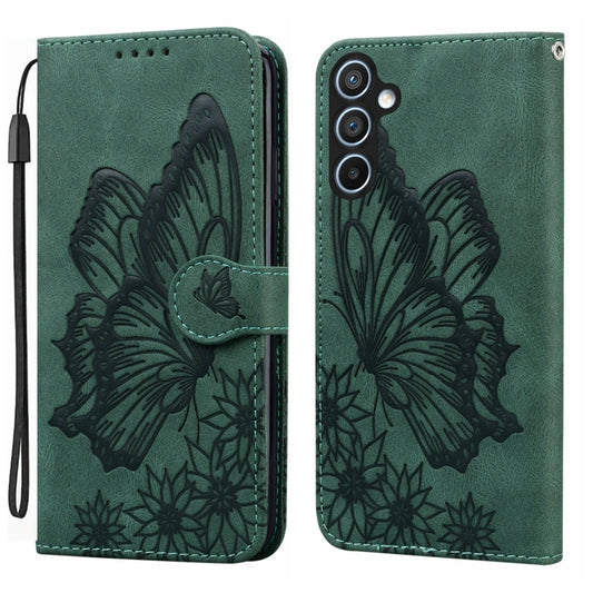 For Samsung Galaxy S25+ 5G Retro Skin Feel Butterflies Embossing Horizontal Flip Leather Phone Case(Green) by buy2fix