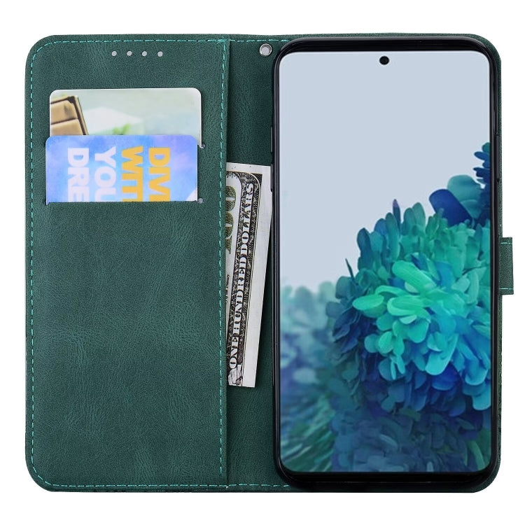 For Samsung Galaxy S25+ 5G Retro Skin Feel Butterflies Embossing Horizontal Flip Leather Phone Case(Green) by buy2fix