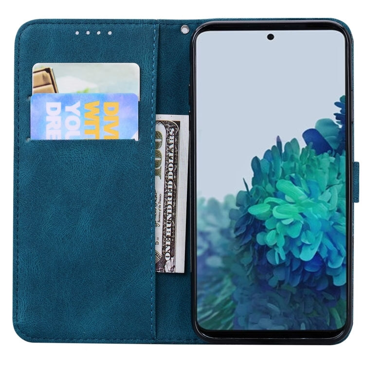 For Samsung Galaxy S25+ 5G Retro Skin Feel Butterflies Embossing Horizontal Flip Leather Phone Case(Blue) by buy2fix