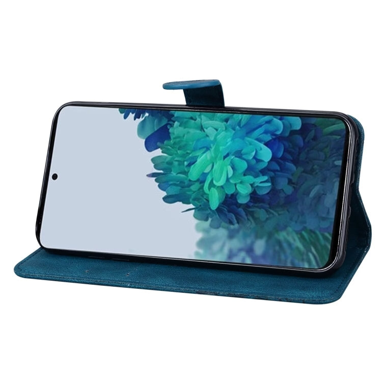 For Samsung Galaxy S25+ 5G Retro Skin Feel Butterflies Embossing Horizontal Flip Leather Phone Case(Blue) by buy2fix