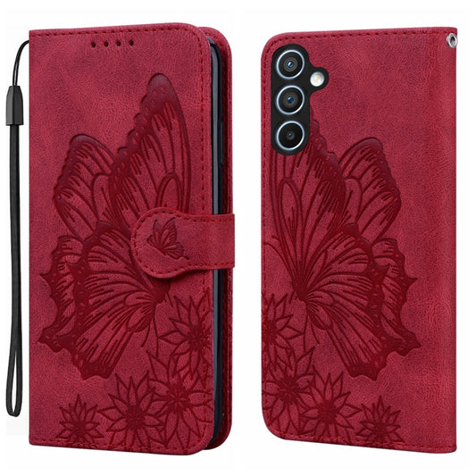 For Samsung Galaxy S25+ 5G Retro Skin Feel Butterflies Embossing Horizontal Flip Leather Phone Case(Red) by buy2fix