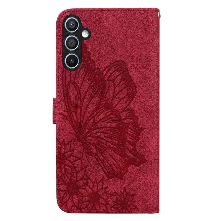 For Samsung Galaxy S25+ 5G Retro Skin Feel Butterflies Embossing Horizontal Flip Leather Phone Case(Red) by buy2fix