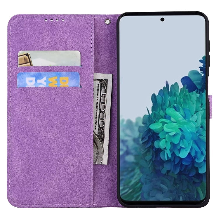 For Samsung Galaxy S25+ 5G Retro Skin Feel Butterflies Embossing Horizontal Flip Leather Phone Case(Purple) by buy2fix
