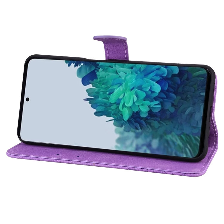 For Samsung Galaxy S25+ 5G Retro Skin Feel Butterflies Embossing Horizontal Flip Leather Phone Case(Purple) by buy2fix