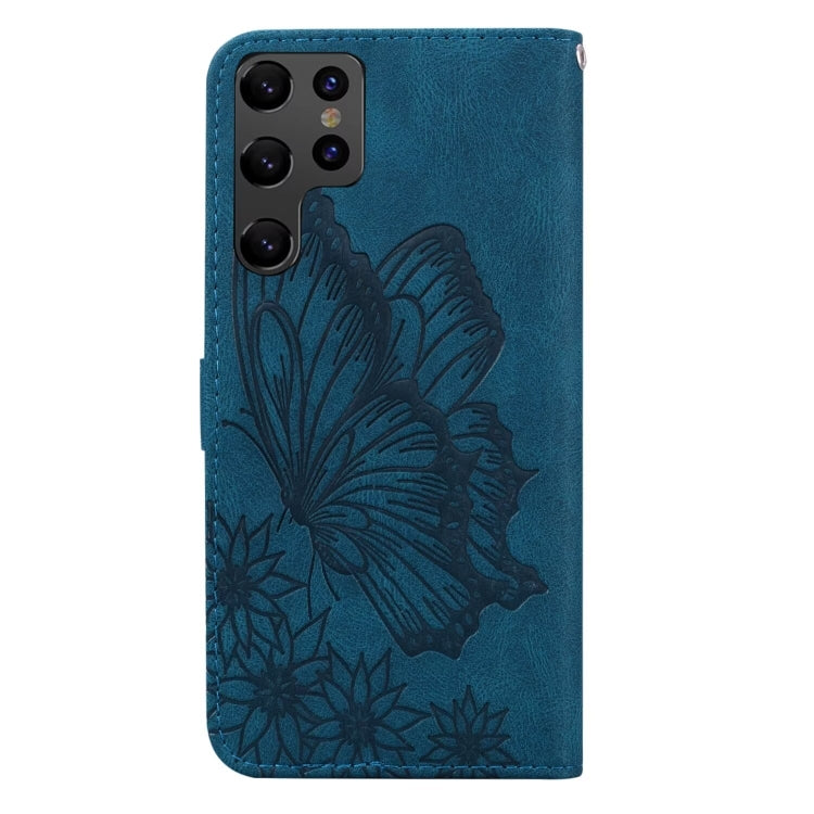 For Samsung Galaxy S25 Ultra 5G Retro Skin Feel Butterflies Embossing Horizontal Flip Leather Phone Case(Blue) by buy2fix