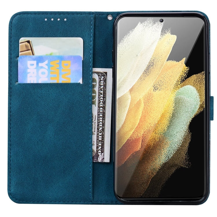 For Samsung Galaxy S25 Ultra 5G Retro Skin Feel Butterflies Embossing Horizontal Flip Leather Phone Case(Blue) by buy2fix