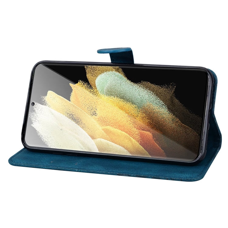 For Samsung Galaxy S25 Ultra 5G Retro Skin Feel Butterflies Embossing Horizontal Flip Leather Phone Case(Blue) by buy2fix