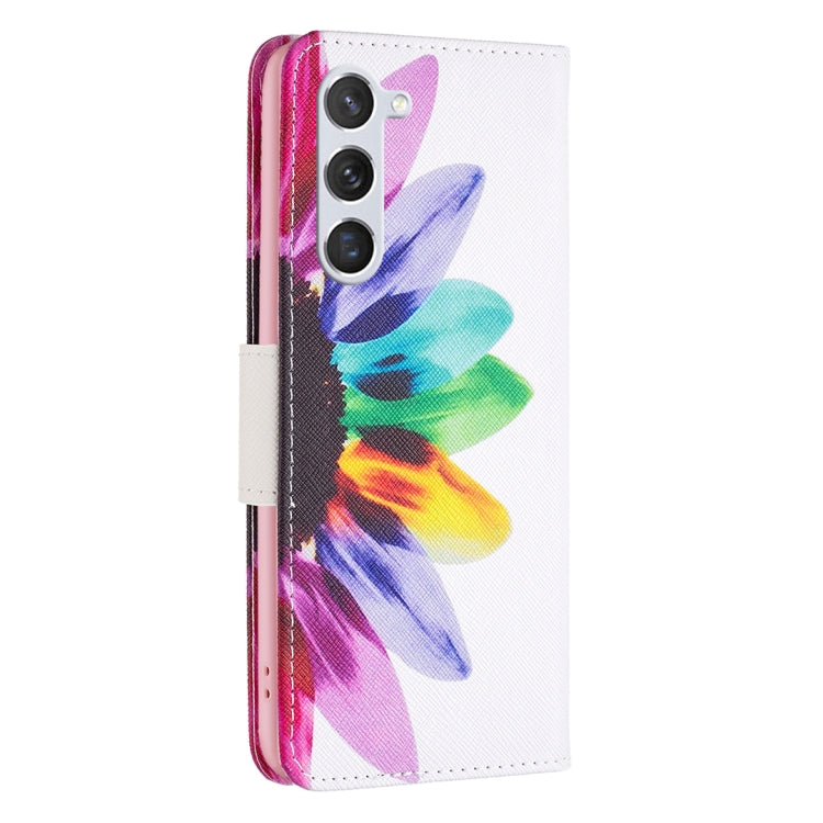 For Samsung Galaxy S25 5G Colored Drawing Pattern Leather Phone Case(Sun Flower) - Galaxy S25 5G Cases by buy2fix | Online Shopping UK | buy2fix