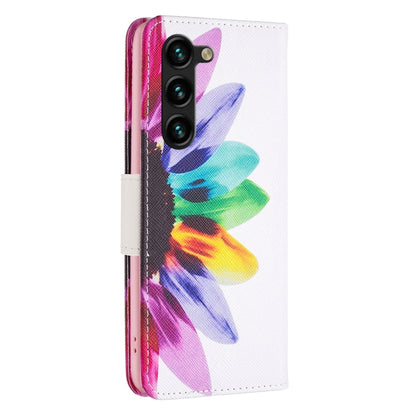 For Samsung Galaxy S25+ 5G Colored Drawing Pattern Leather Phone Case(Sun Flower) - Galaxy S25+ 5G Cases by buy2fix | Online Shopping UK | buy2fix