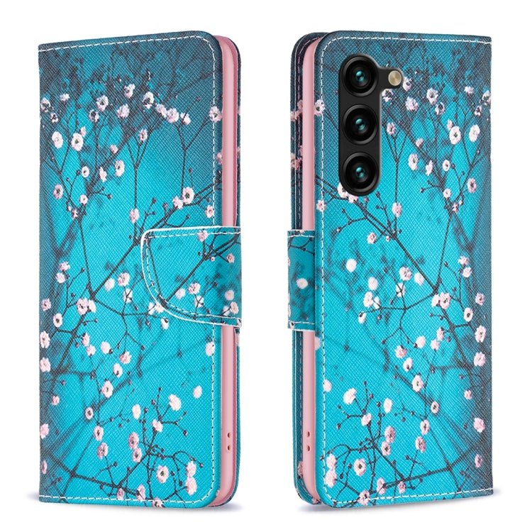For Samsung Galaxy S25+ 5G Colored Drawing Pattern Leather Phone Case(Plum Blossom) by buy2fix