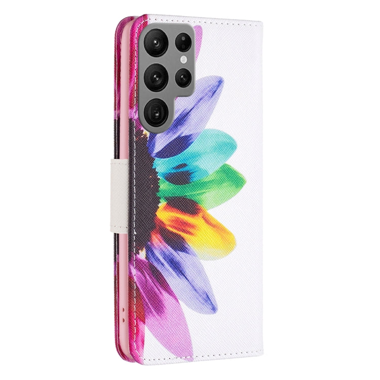 For Samsung Galaxy S25 Ultra 5G Colored Drawing Pattern Leather Phone Case(Sun Flower) - Galaxy S25 Ultra 5G Cases by buy2fix | Online Shopping UK | buy2fix